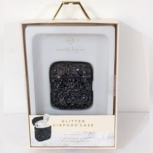 NEW Nanette Lepore Black Glitter AirPods Case Compatible With 1st & 2nd Gen